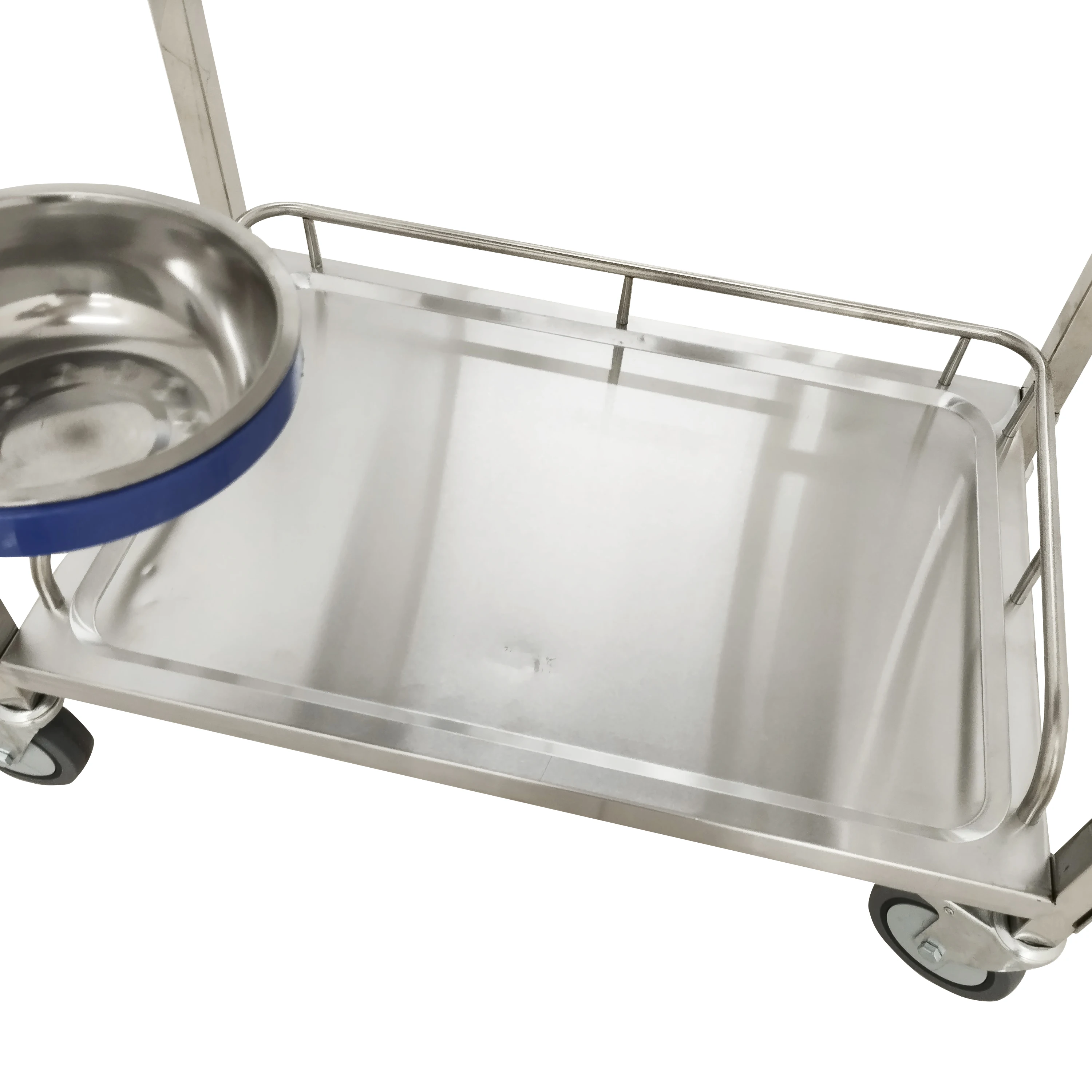 Multifunctional Medical 2 Layer Medicine Nursing Cart Placement Medication Mobile Stainless Steel Dressing Trolley With 4 Wheels