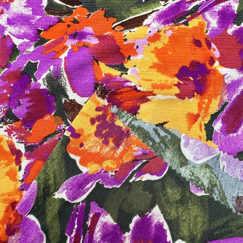 Wedtex Fabric Factory Popular Design Custom Printed Floral Dot Jacquard Silk Pure Chiffon Fabric for Dress and Hijab