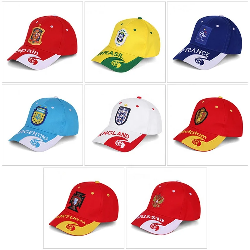 2022 C Football Soccer Hat wholesale blank promotional give aways Cotton Brazil France Italy Netherlands Flag Hats