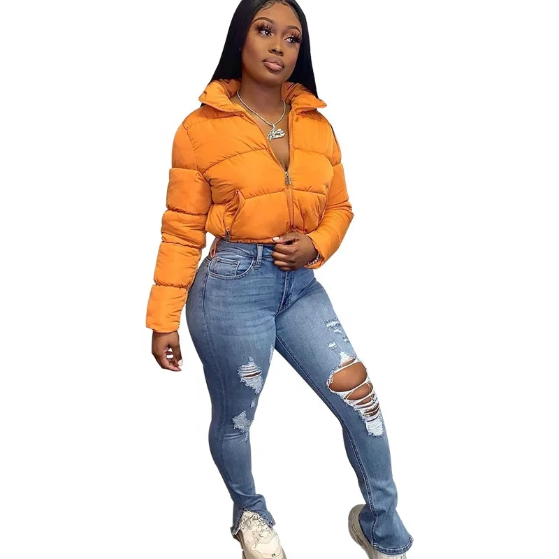 
2021 Custom Lady Bubble Down Coat Women Cropped Puffer Jacket 