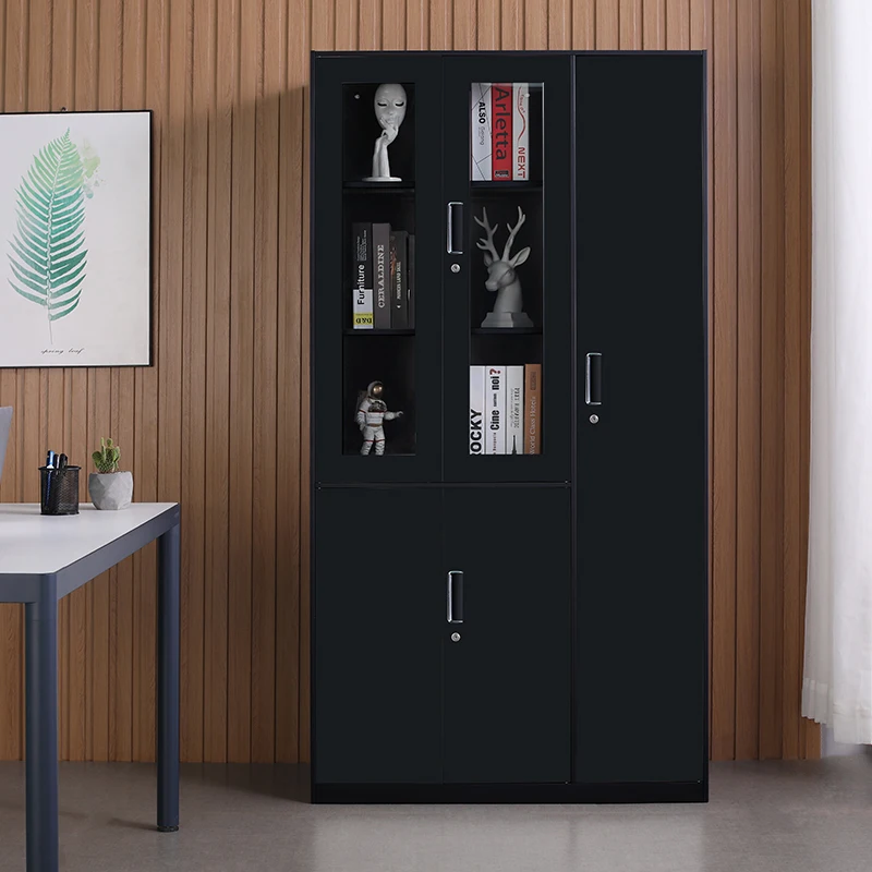 2 Glass 3 metal 5 doors storage cupboard steel filing cabinet Chemical office metal file cabinet