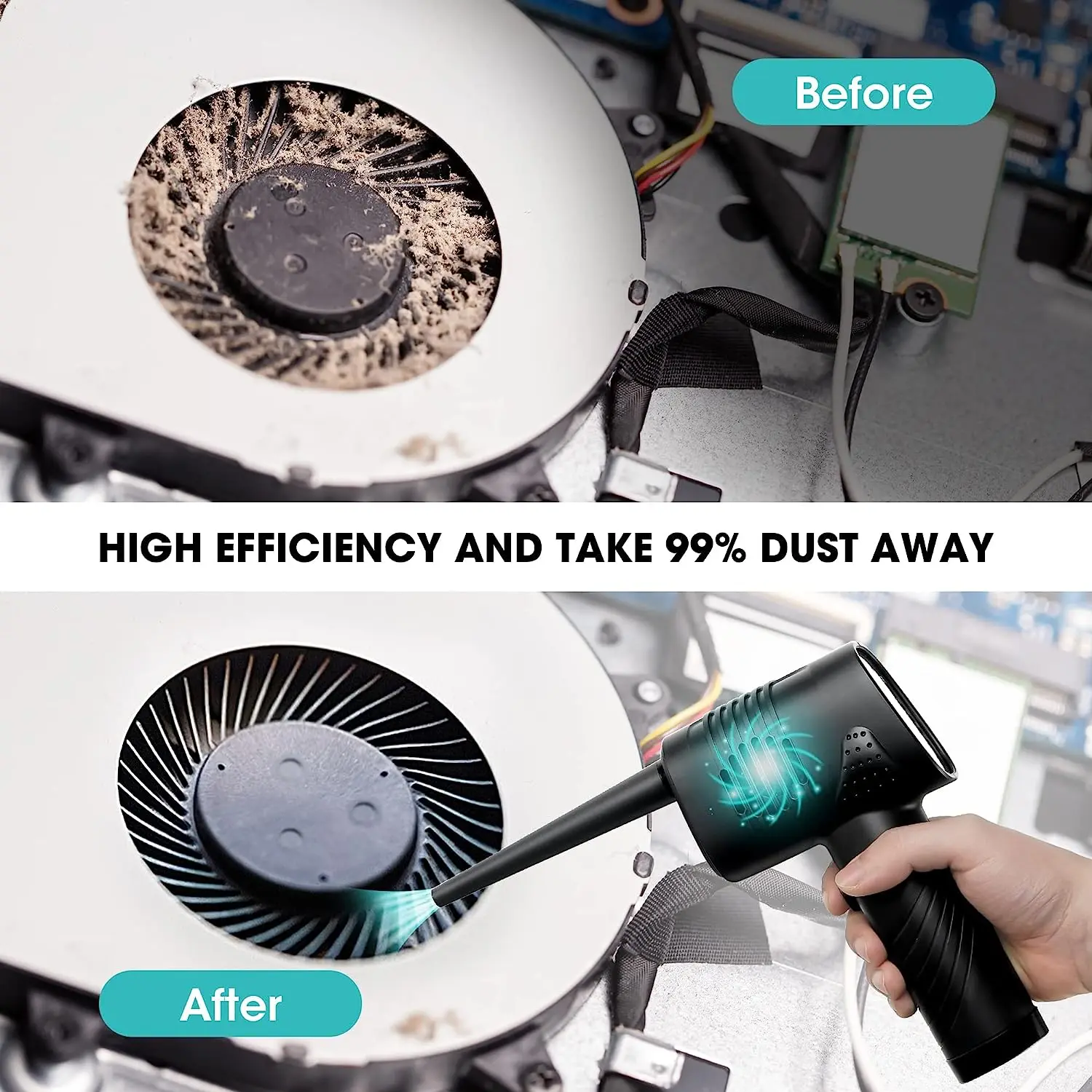 Wireless Air Duster USB Dust Blower Handheld Dust Collector Large Capacity Portable for PC Laptop Car Clean Keyboard
