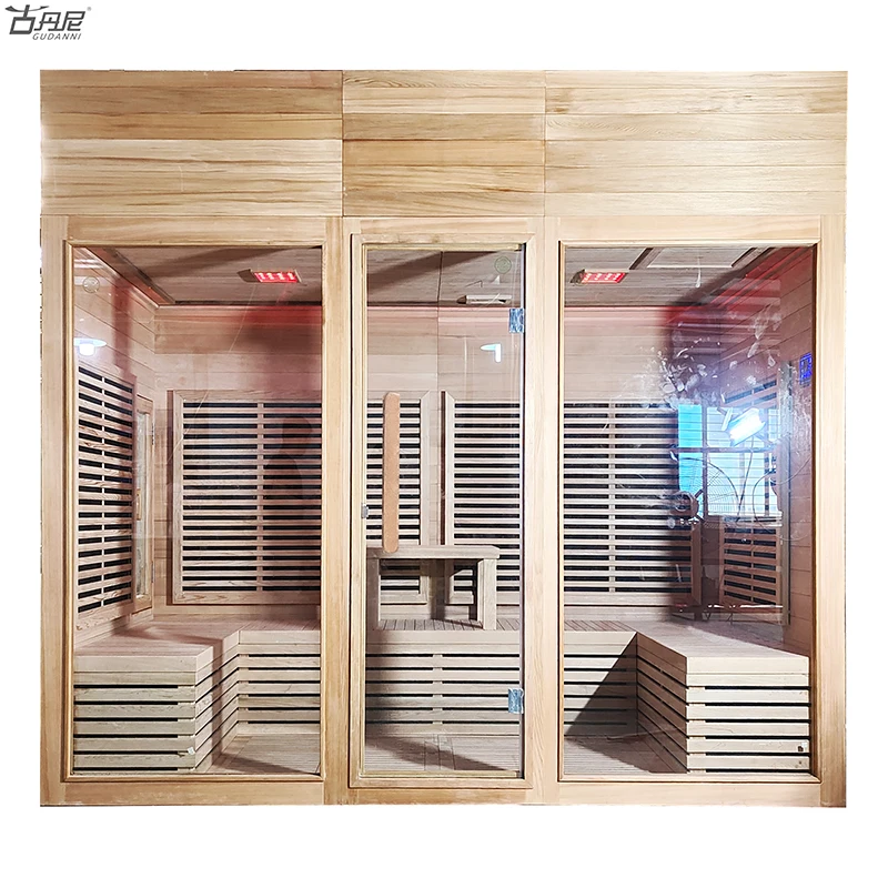 Traditional Style Indoor Wooden Infrared Far Infrared Dry Steam sauna room