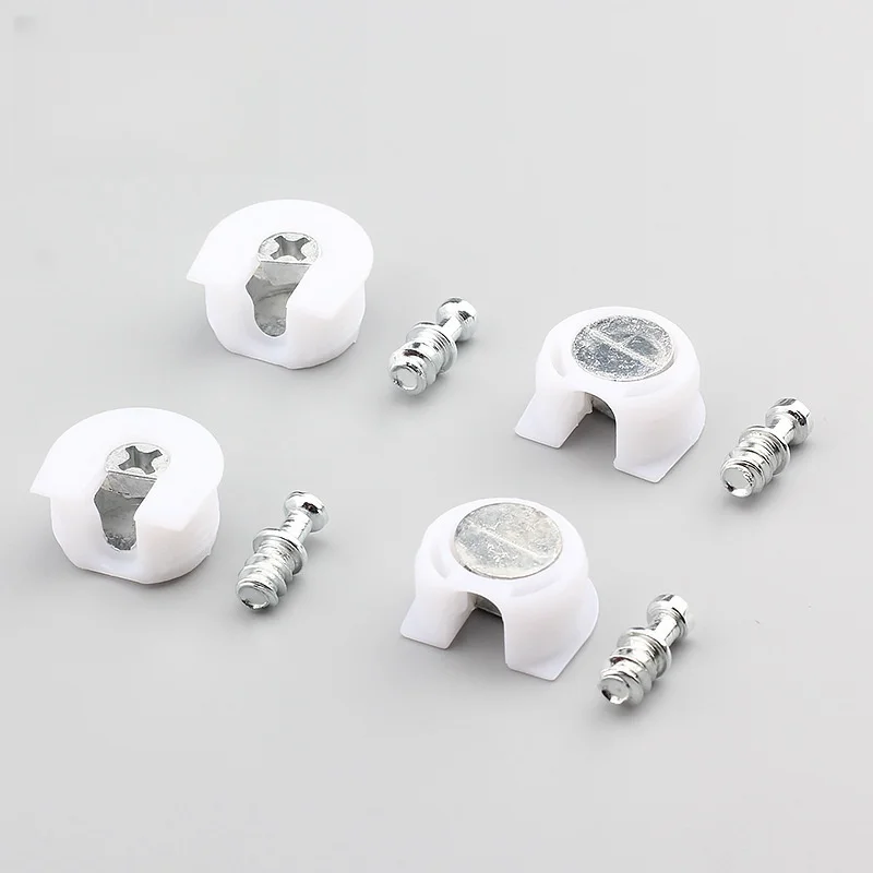 Three-in-One Furniture Fittings Iron Material Plastic Fastening Connector Hidden Plastic Glass Cabinet Shelf Pin