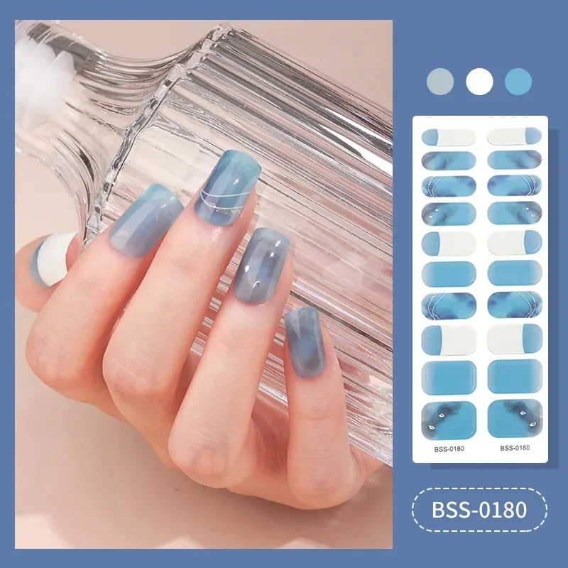 factory supplier New Gel Nail Stickers Self Adhesive semi cured Gel nail polish strips gel nail sticker