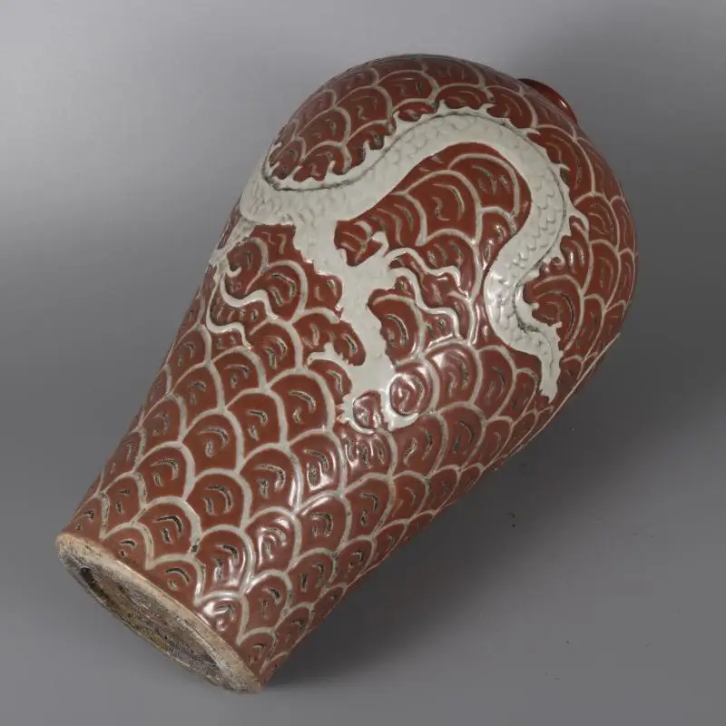 jingdezhen Antique Chinese Red Dragon Pattern Hand Carved Ceramic Home Goods Decorative Vase home decors ceramics vases