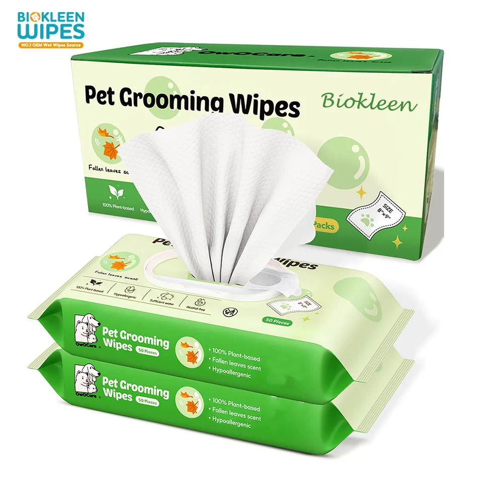 Biokleen 80PCS Free Sample Pet Wipes Dog Ear Vitamin E ANTIBACTERIAL PET WIPES Cleaning Wet Wipes With Lid