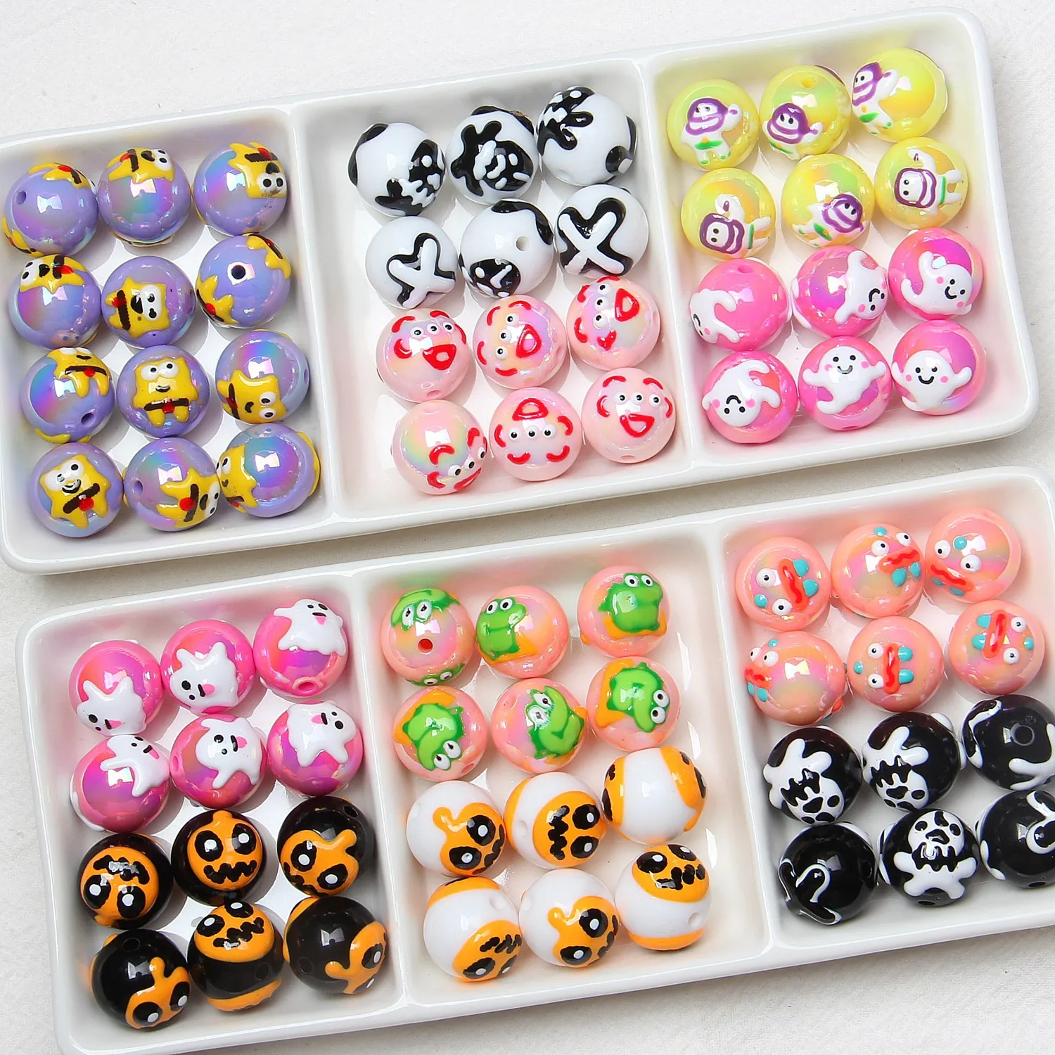 16mm Halloween theme hand-painted  beads scattered  pumpkin ghost diy scattered beads bracelet