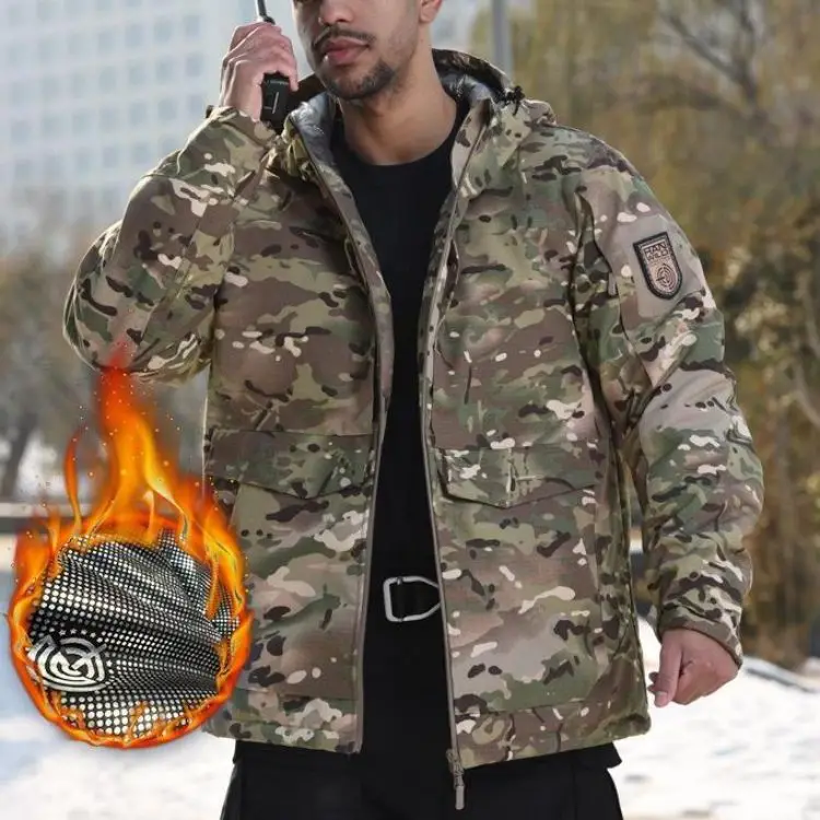 FJ002 heat reflecting hooded ski jacket uniform camouflage multicam tactic suit white jacket suit for men