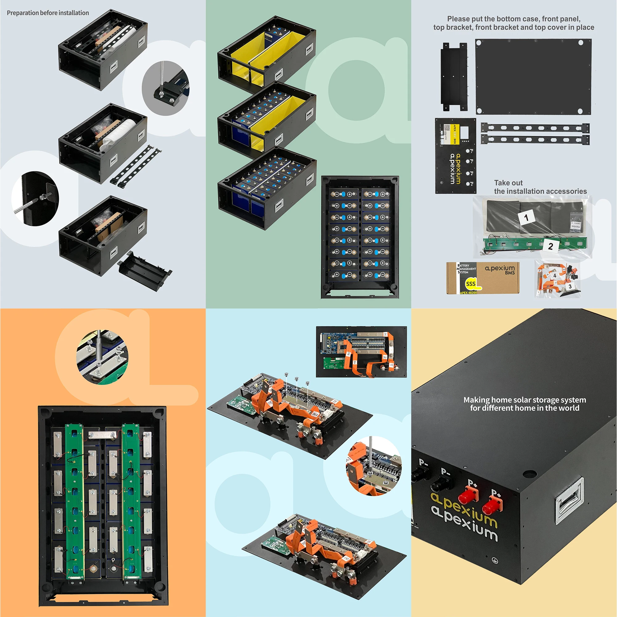 EU Stock Diy 280Ah 48V Lifepo4 Battery Box 280Ah Lifepo4 Battery pack Battery Box Diy Kit Including Bms And Lcd Screen
