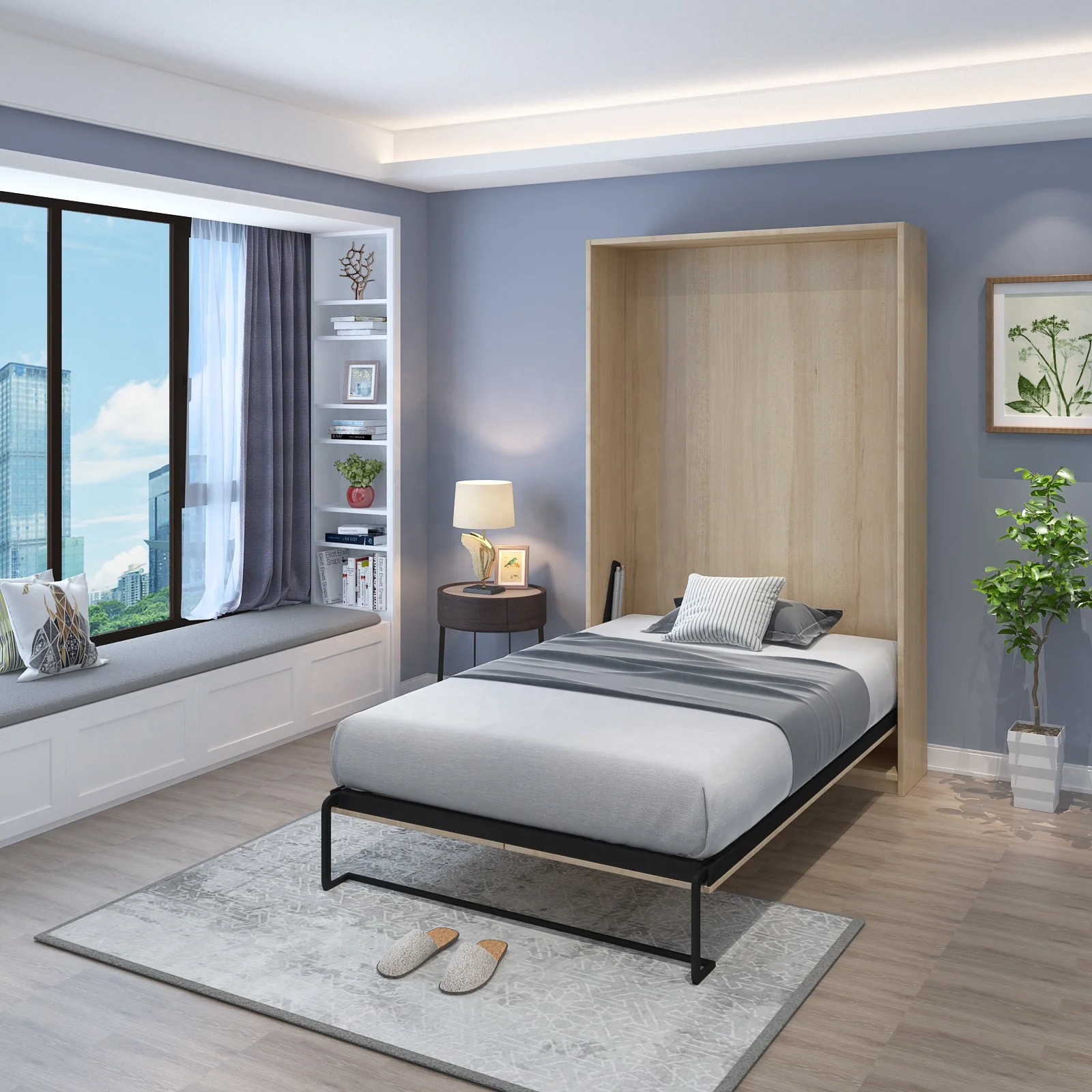 Smart Living Room Furniture Saving Space Hidden Foldable Wooden Wall Beds Murphy Beds For Single/Double/Queen Size