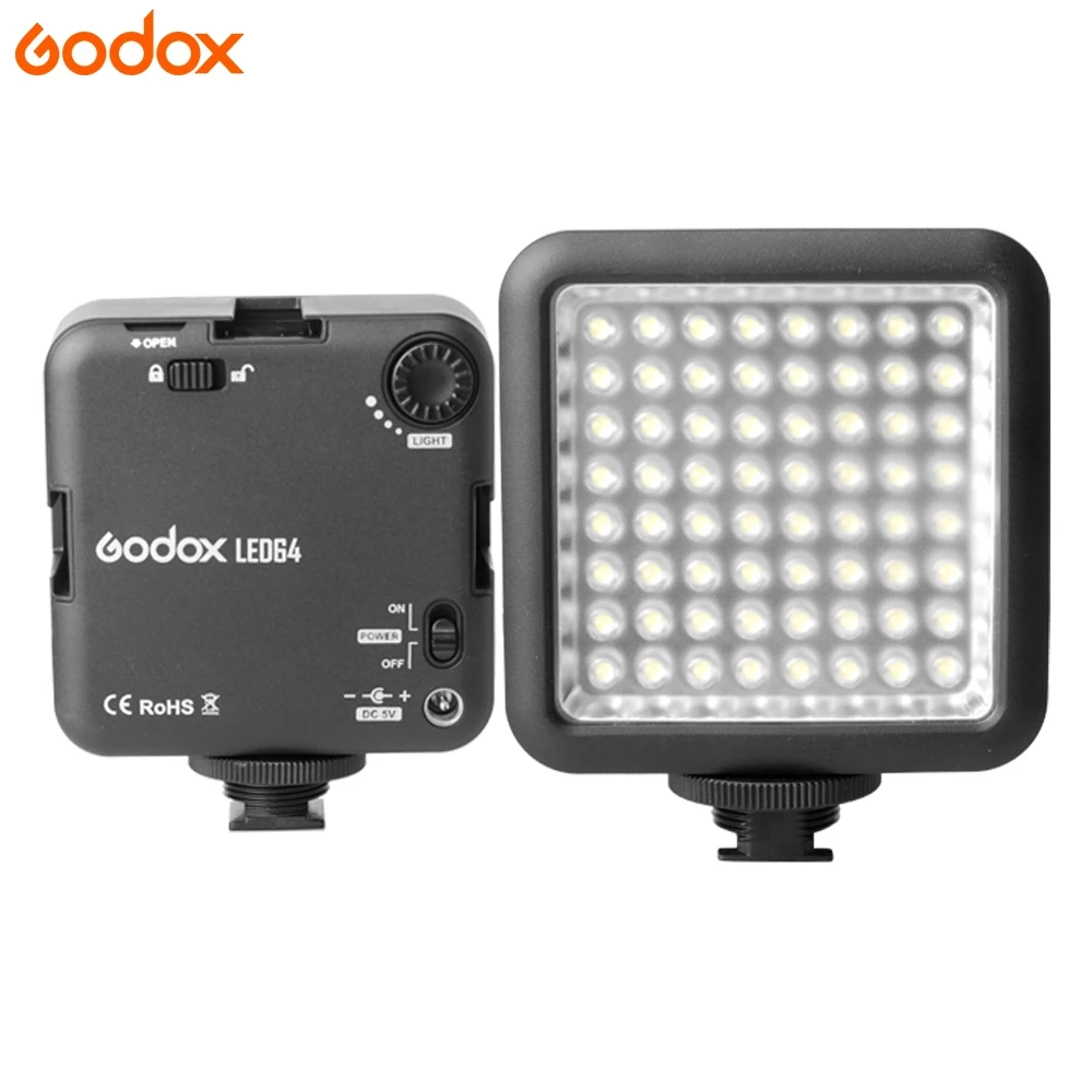 Godox LED64 5500 - 6500K Camera Led Lighting SLR Video Light Outdoor Photo Light for for DSLR Camera Camcorder mini DVR