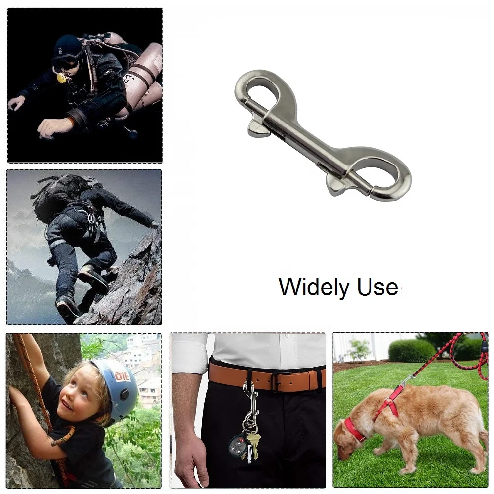 5PCS Marine Stainless Steel 316 Double End Bolt Snap Clips 90mm 100mm 115mm Heavy Duty Snap Hook For Sucba Diving Pet Chain