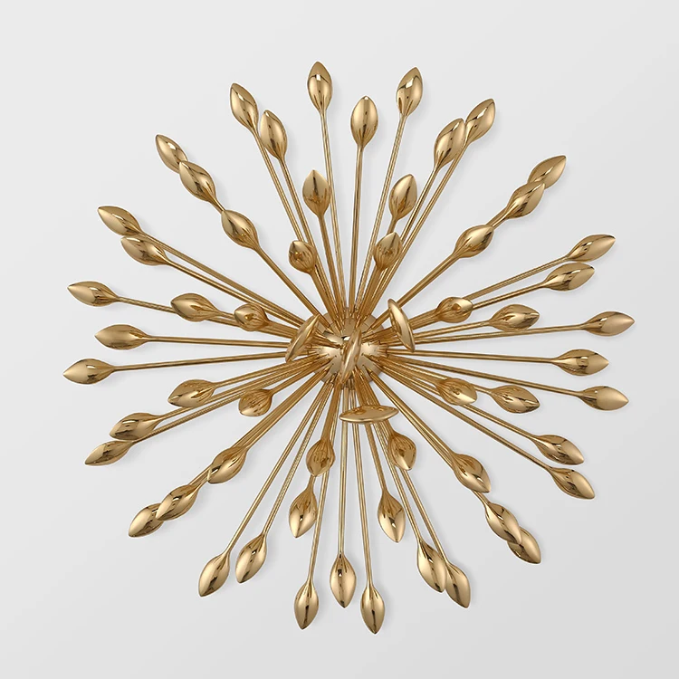 Light Luxury Wall Decor Living Room Bedroom Decorates Brass Creative Sun Flowers Accessories