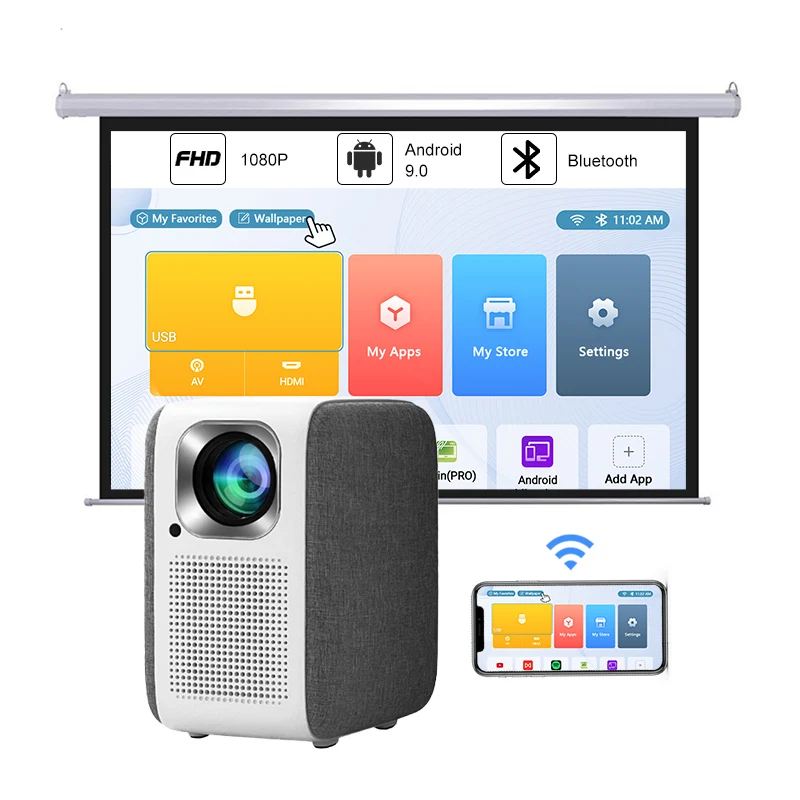 Hot Selling Touyinger H6 LCD Portable Mini Projector 6000 Lumens Android Wifi Video Low Noise Wireless Function for Home Theater