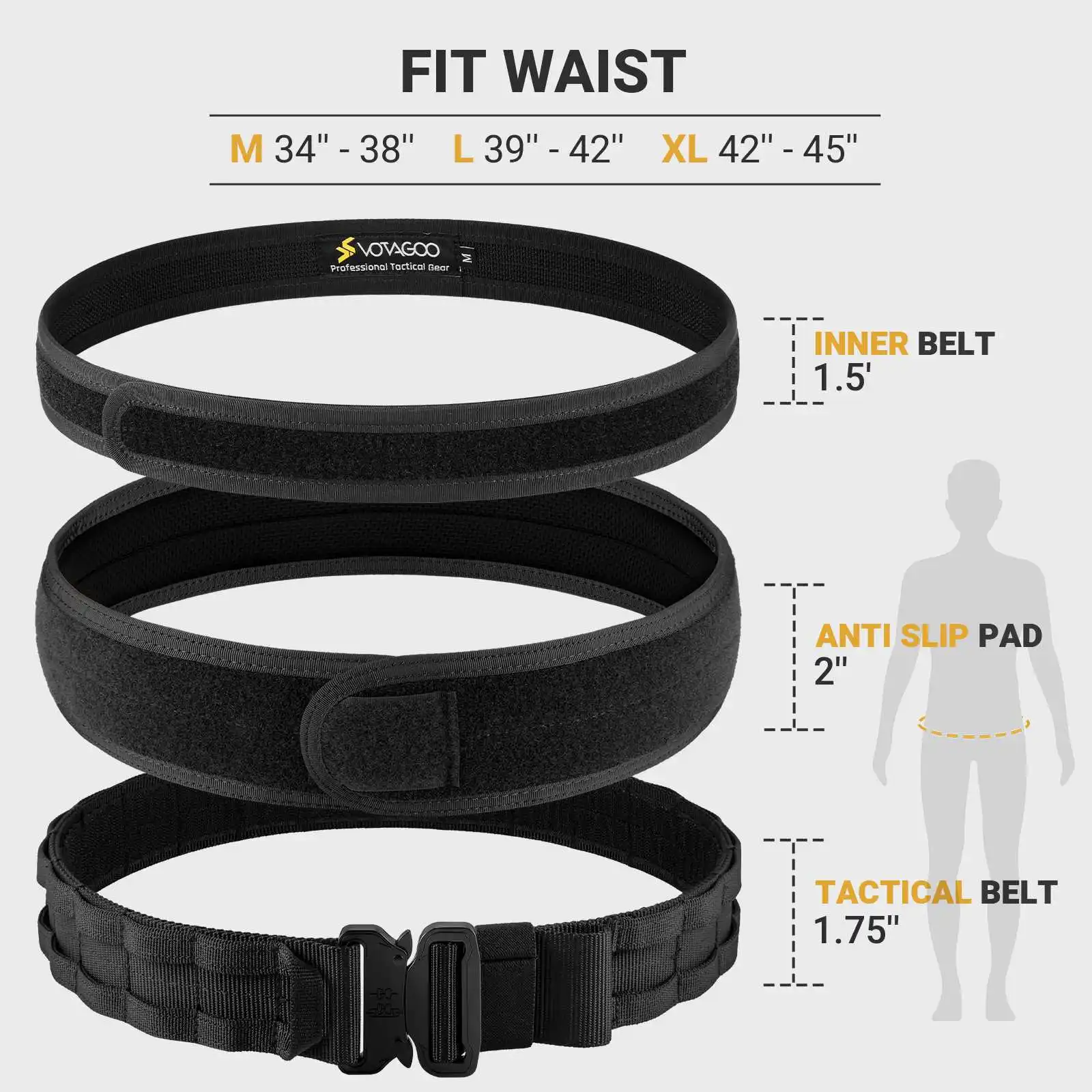 PTG 1000D Molle Nylon Belt Multi Color Tactico 3pcs Set Molle Tactical Belt For Men