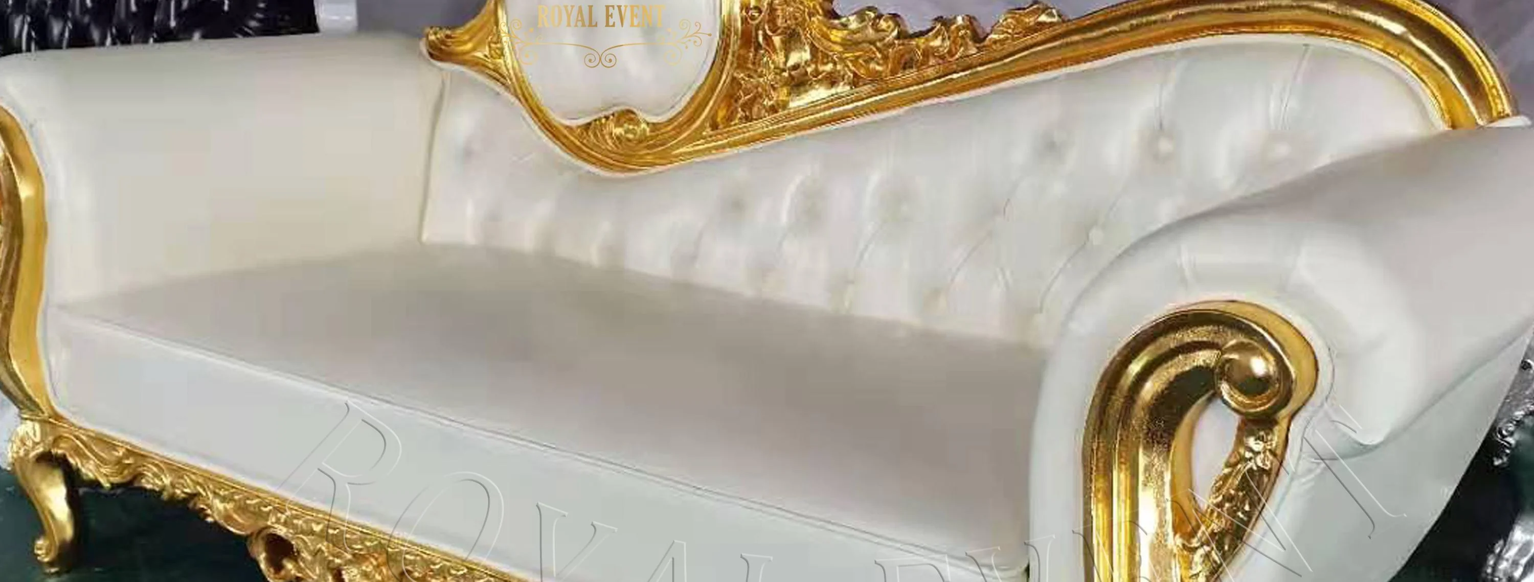 Luxury events furniture throne sofa chairs for king and queen Royal sofa chaise for groom and bride Golden Wedding bridal Sofa