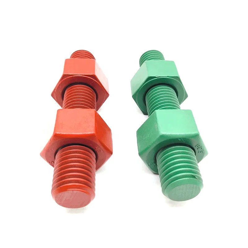 China PTFE Coated  Stud Bolt And Nut ASTM A193 B7 Stud Bolt With A194 2H Hex Nuts