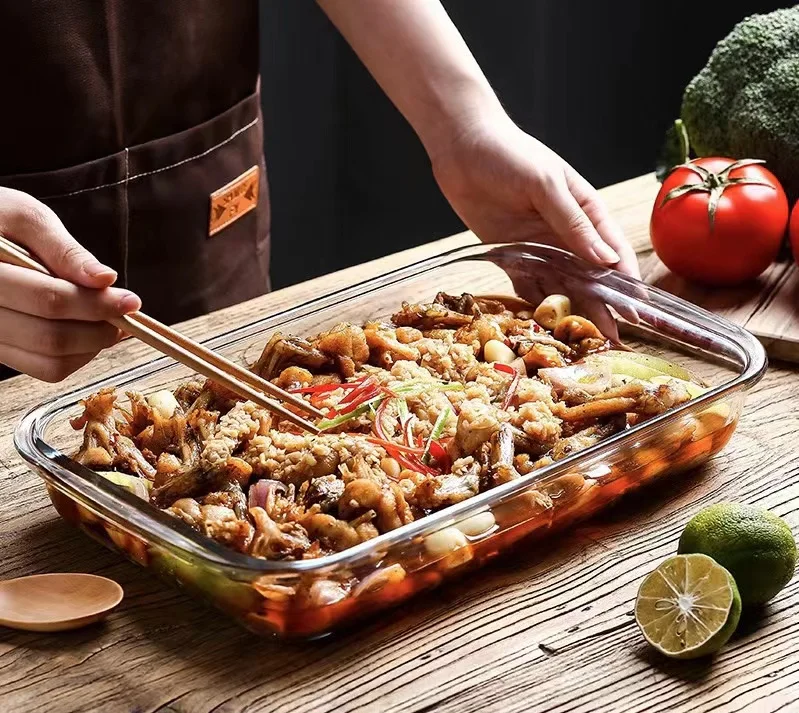 Lead Free Heat Resistance High Borosilicate Glass Bakeware Glass Kitchen Utensil Sets Baking Pan Set For Microwave And Oven