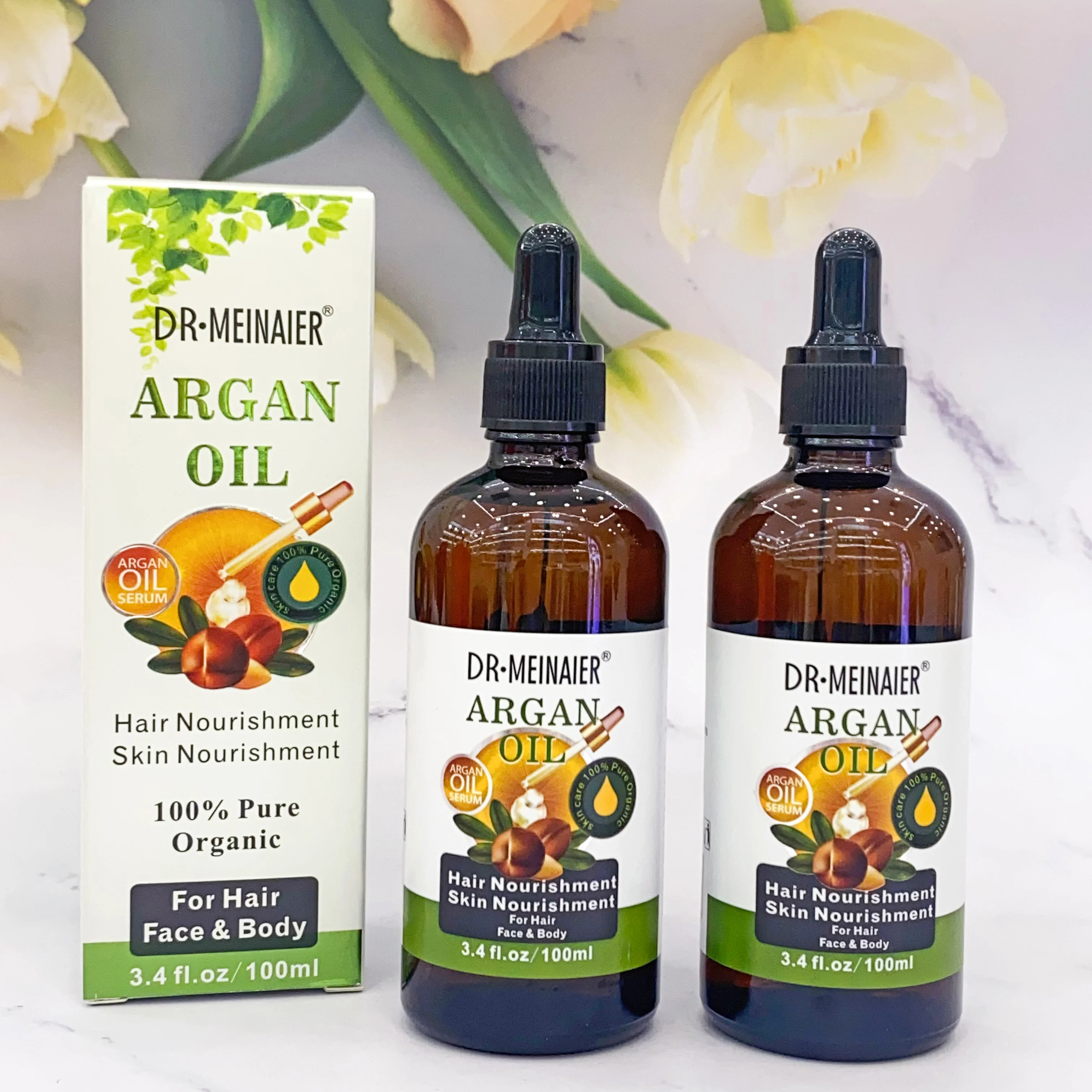 Organic natural Morocco Argan Oil Nourish Repair Hair Serum Face & Body Lightening Essential oil 100ml