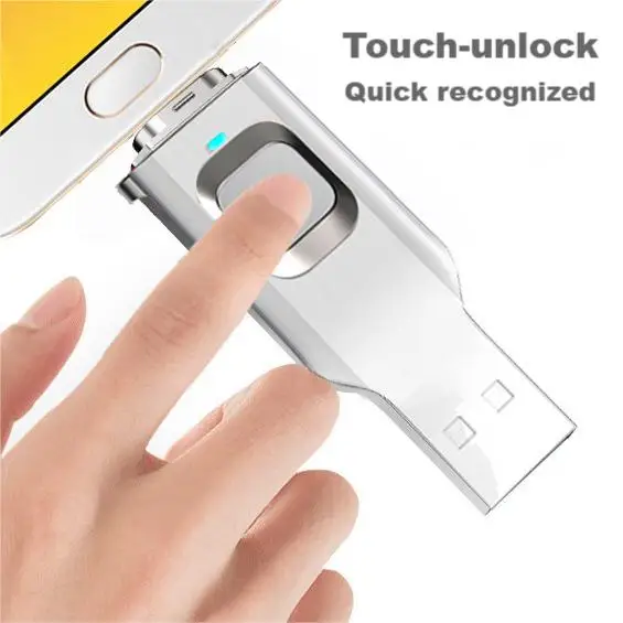 fingerprint AES 256 encryption USB Flash drive Type-C USB 2.0 3.0 memory stick thumb drive 32GB 64GB 128GB customized logo
