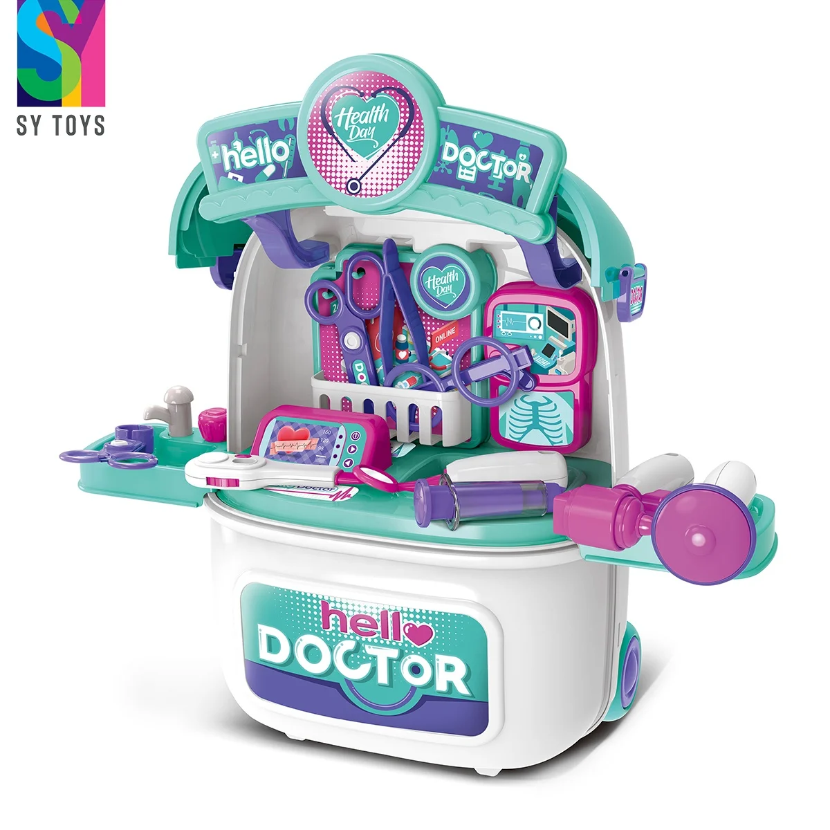 SY 3 IN 1 Educational Doctor Toys Suitcase Medicine Box Toys Set Doctor Trolley Toys