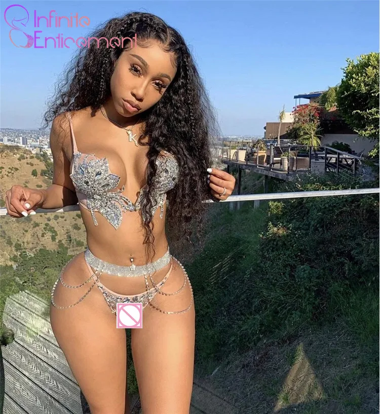 
SKQ-031 Nightclub Dance Club Wear Performance Belt Shiny Bikini Diamond Sexy Waist Body Chain Party Sets for Women 