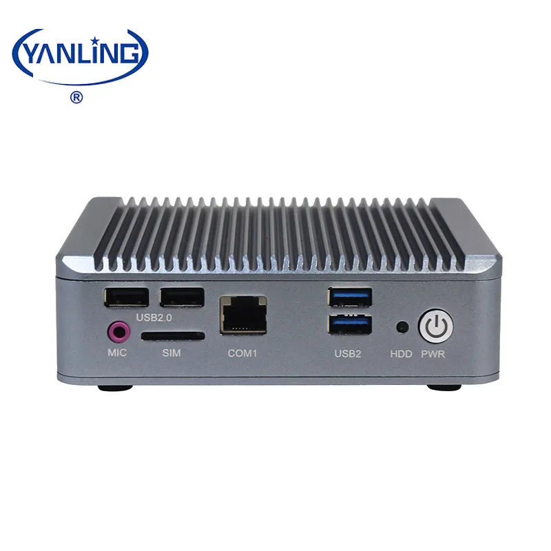 YanLing Nano ITX безвентиляторный четырехъядерный J1900 г 3G слот для sim-карты мини-ПК с 2 Lan