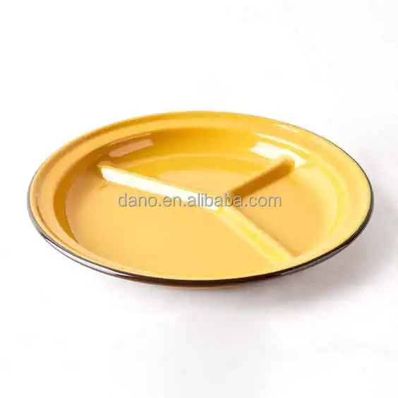 10.6 Incch Home Restaurant Dinnerware Enamel Metal Steel divided plate food service plate