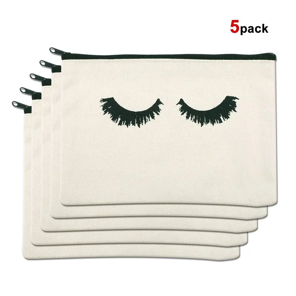 Multi-Purpose Blank Cotton Canvas Pouch Bag with Zipper for Makeup, Cosmetic, Pencil, Invoice, Bill, Travel Toiletries,