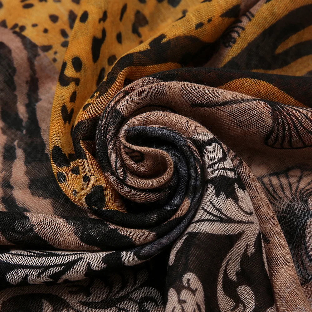 Autumn and winter new Bali yarn print retro striped scarf Fashion cashew stitching warm shawl ethnic headscarf