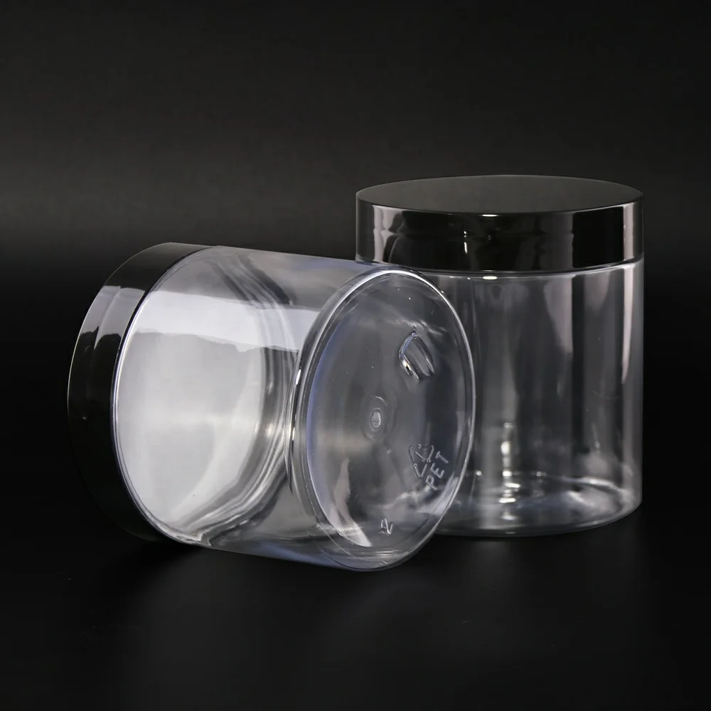 Cosmetic Cream Jar Clear Pet Plastic with Plastic Aluminum 100ml 120ml 150ml 200ml 250ml 300ml 500ml Plastic Container Color
