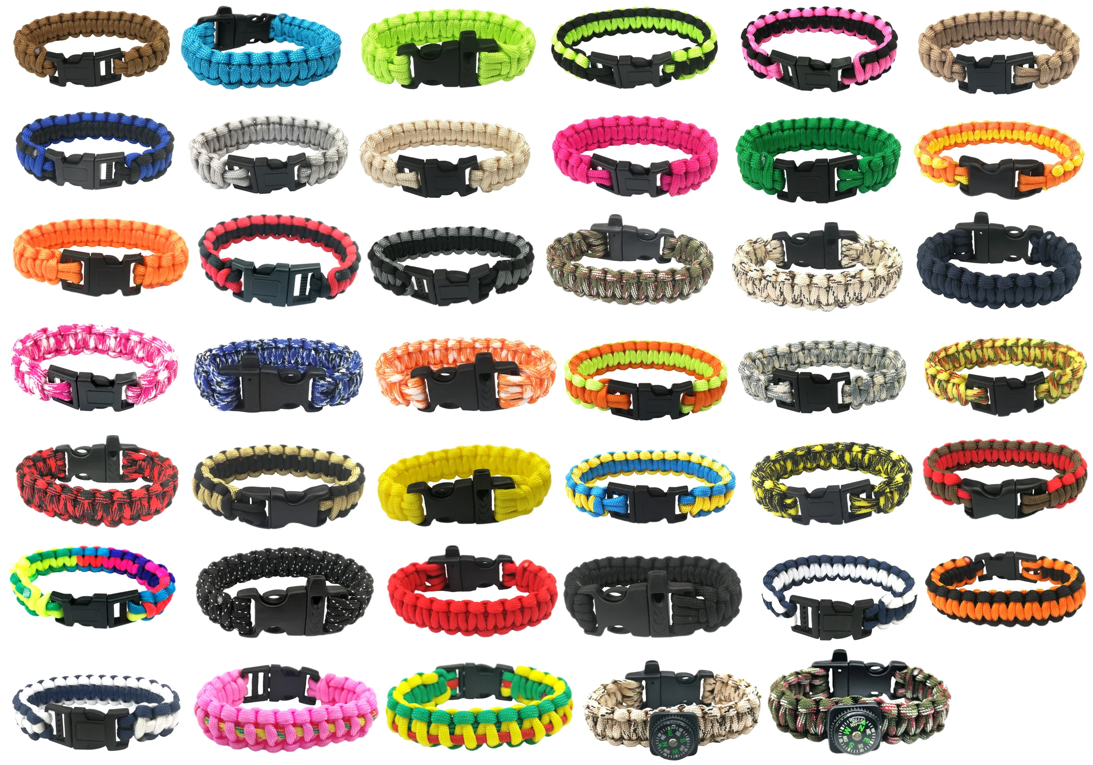 Handmade Green Outdoor Emergency Paracord Bracelet Buckle Whistle Survival Bracelet for Camping Hiking Accessories