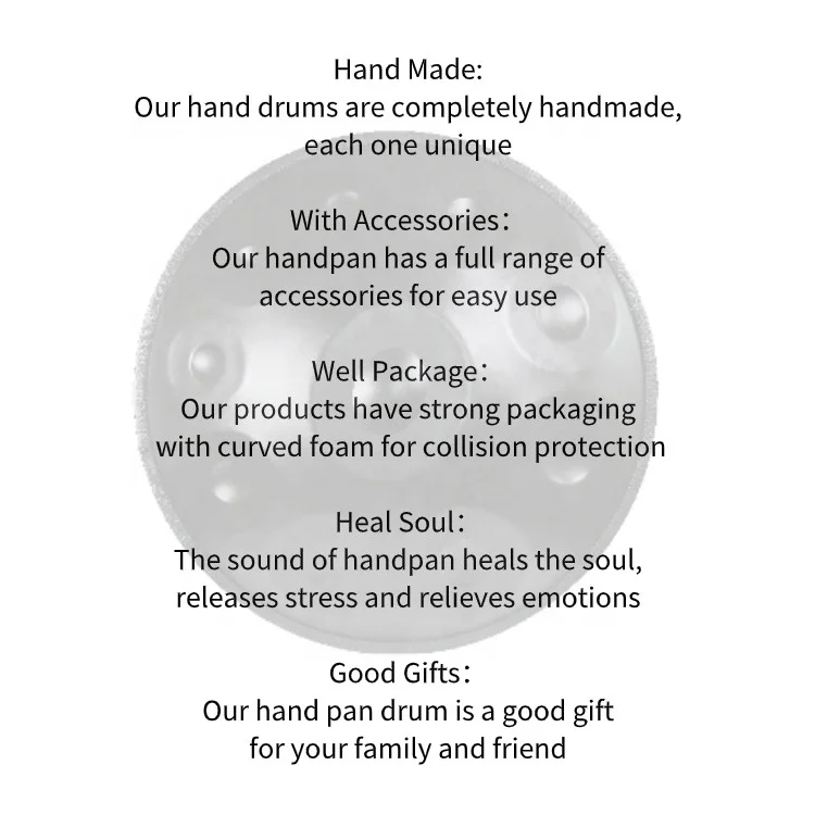 Golden 9notes Customized Handpan 22inch D Minor Handmade Drum with Storage Bag for Instrument Beginner