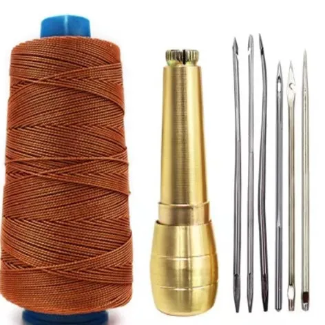 Leathercraft Needle Tool Set 3mm Thick Copper Awl for DIY Hand Stitching & Shoe Repair for Sewing Shoes & Leather Crafts