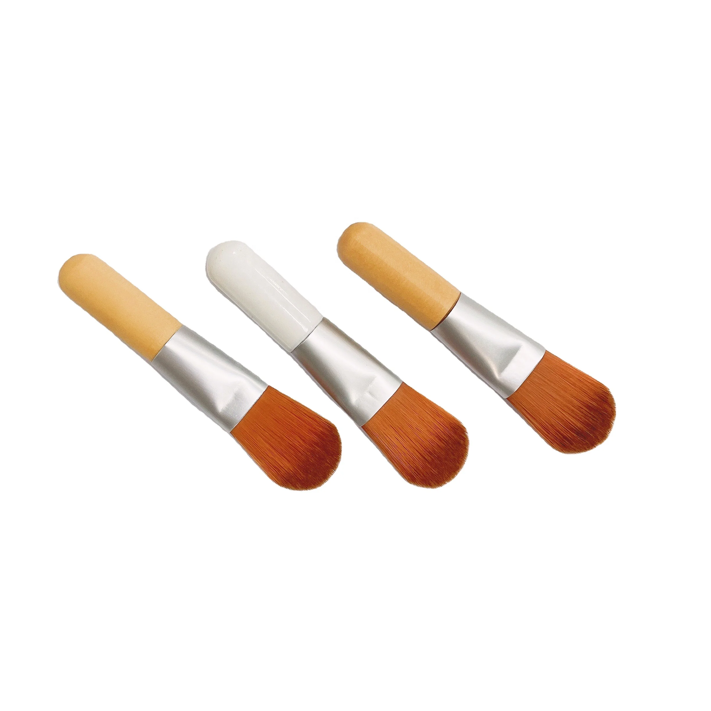 Private Label Mini Face Mask Brushes Short Wooden Handle Face Mask Small Foundation Makeup Brushes with Custom Logo