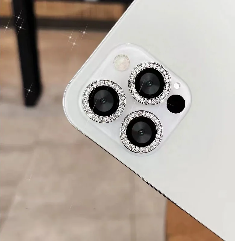 anti-explosion Diamond Glitter Max Mini Metal Ring Diamond Glitter Camera Lens For iPhone 13 12 11 Pro max