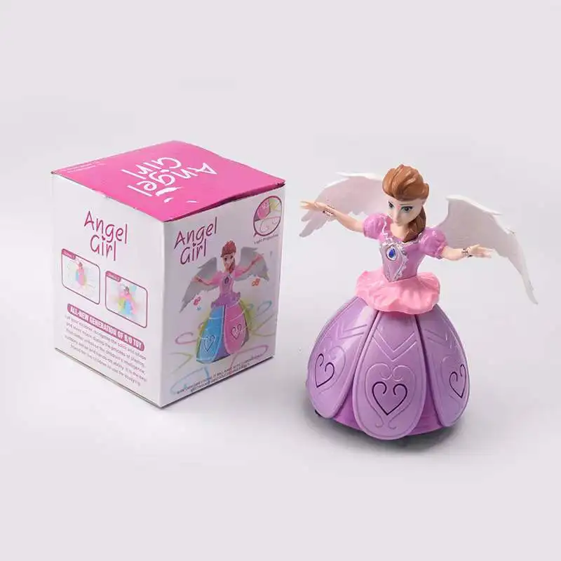 Color Box Hot Selling Spinning Dancing Doll Toy Battery PC Other Plastic Products Fashion Flashing Powered Dancing Princess Girl