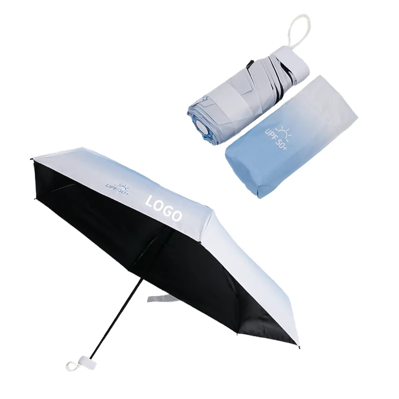 New Design Oem  Promotional Capsule Parasol Umbrella Portable Uv Small Sun Umbrella Mini 5 Folding Umbrella With Custom Logo