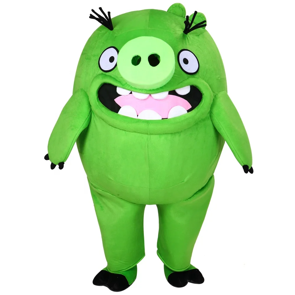 LOW price carnival green pig costume one size fit all adult green pig mascot costume