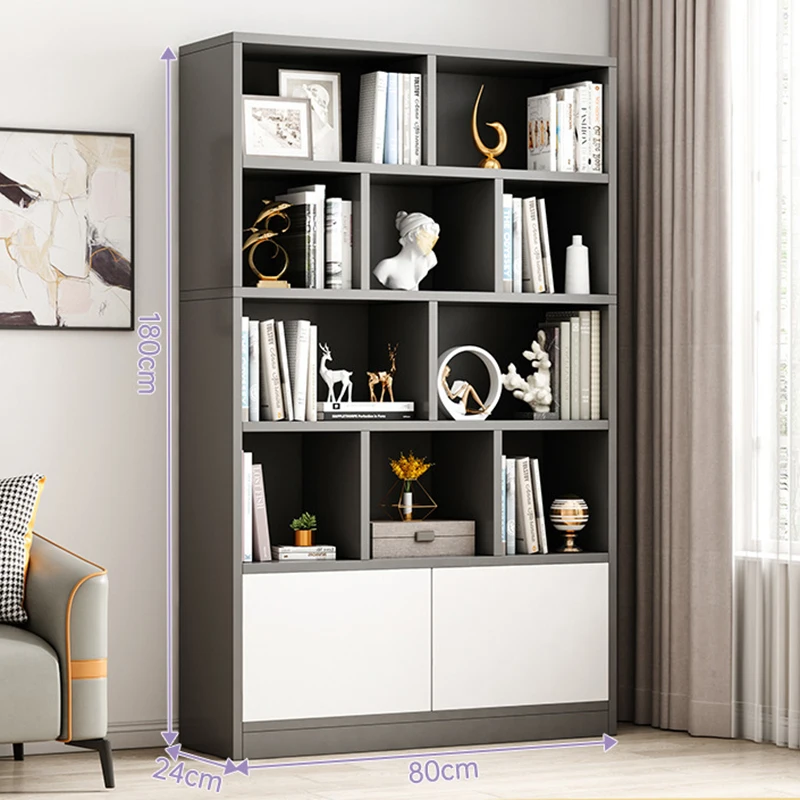 White nordic home office book display rack shelf open bookshelfs tall wooden bookcases cabinet for home