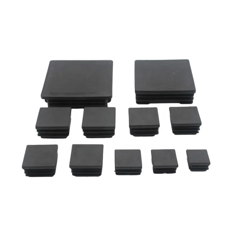 Plastic Black Square Pipe Feet Furniture Pads Non-Slip Mute Plug Table and Chair Square Leg