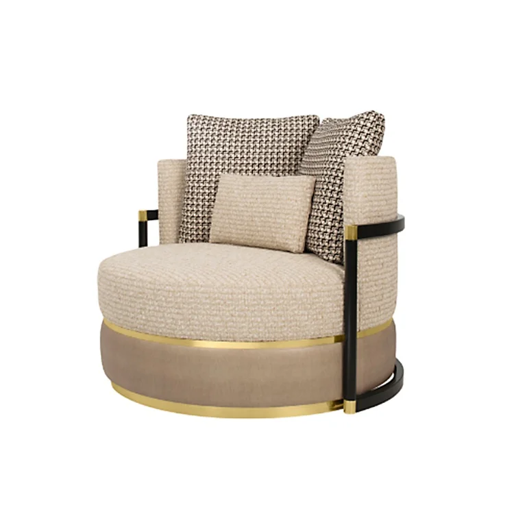 NEW in 2022 high quality cheap mid century upholstered home fabric leisure accent tufted sofa beige  leisure chairs