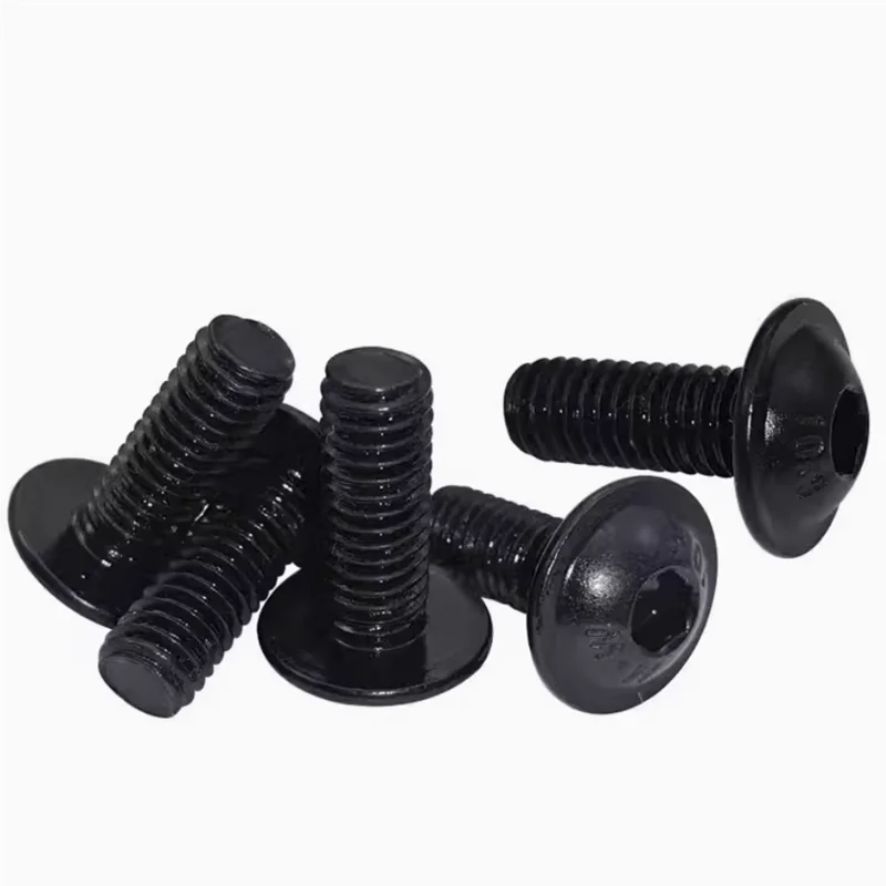 Custom M2 M3 M4 M5 Grade 10.9  Carbon Steel Fastener Black Round Pan Head Hex Hexagon Socket Machine Screw Bolts