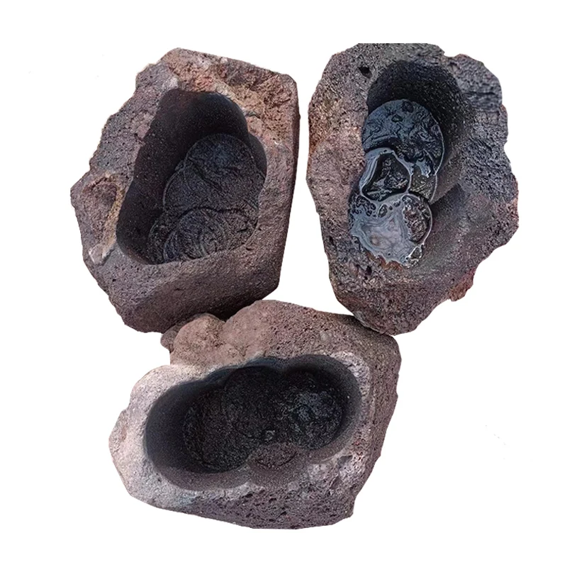 Mini Irregular Black Volcanic Rocks Lava Stone Bonsai Pot Flowerpot