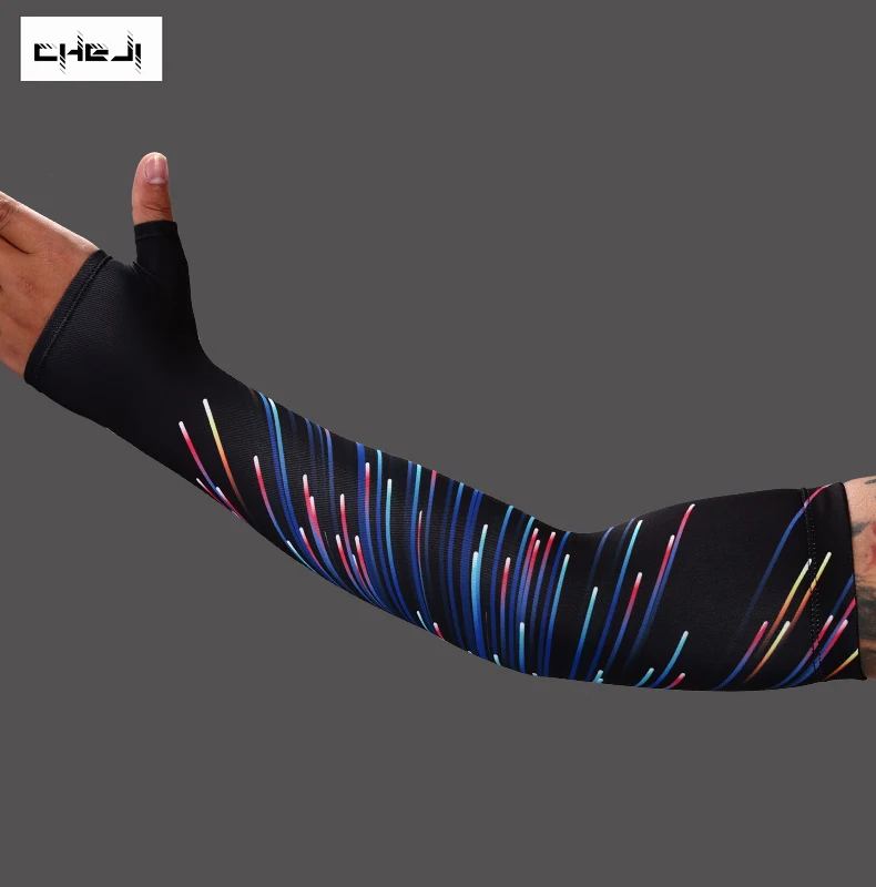 
CHEJI New Type Cycling Arm Sleeves Sun Protection Running Golf MTB Bicycle Fingerless Gloves Arm Warmer 