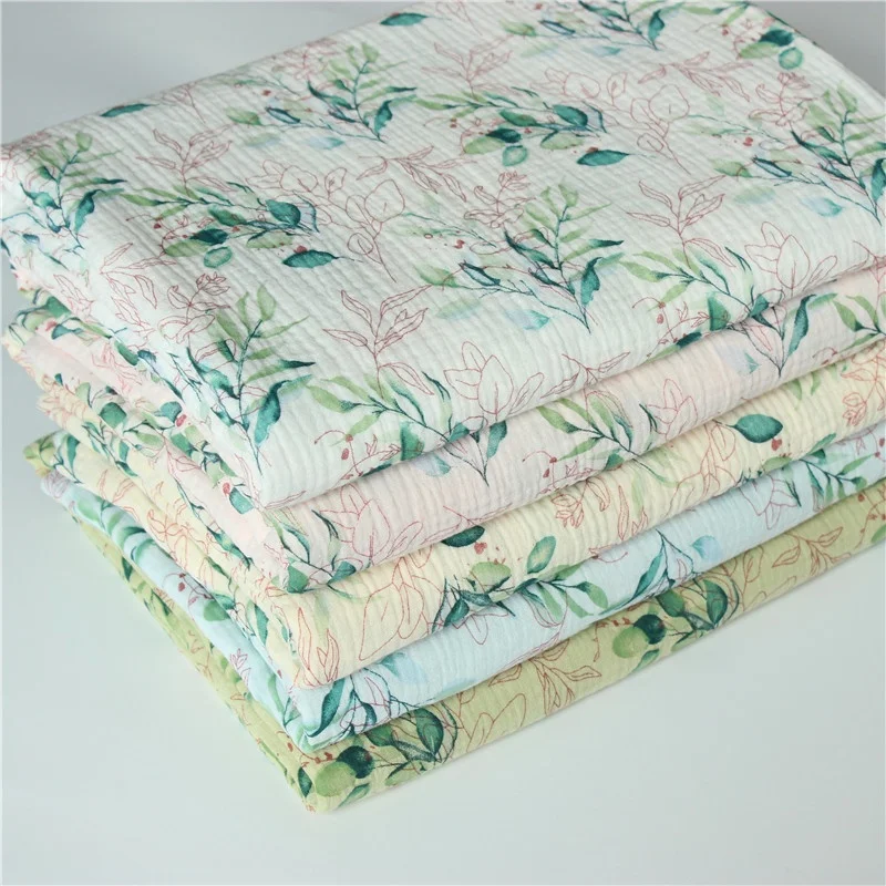 100% cotton double crepe gauze sleepwear baby blanket kids rabbit print  fabric