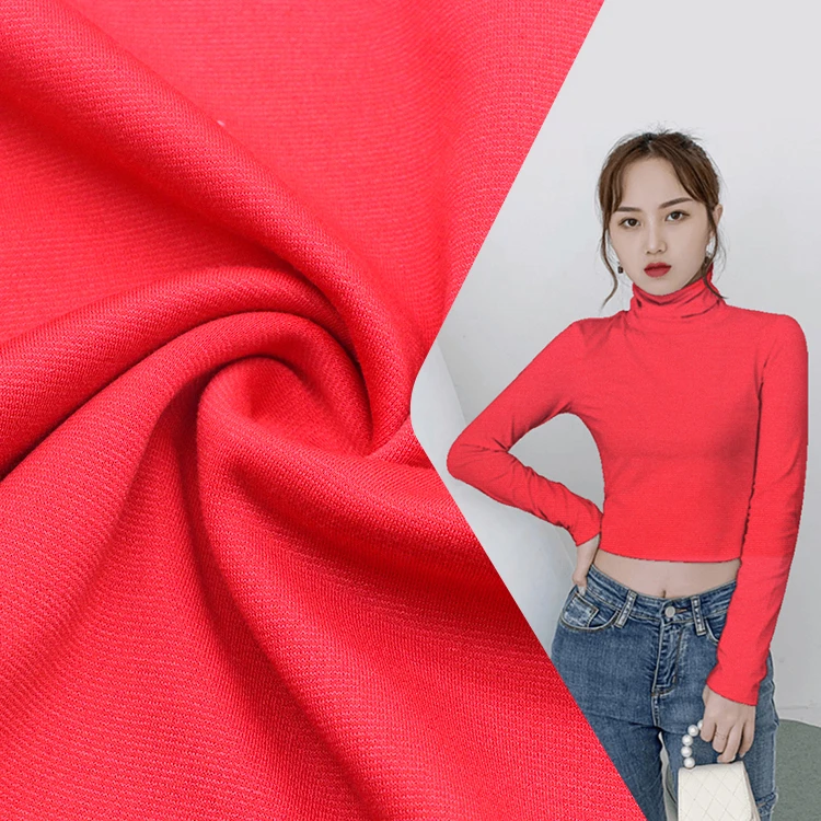 230GSM Polyester Spandex Dyed Knitted Heavy Stretch Ponte Di Roma Fabric for Garment
