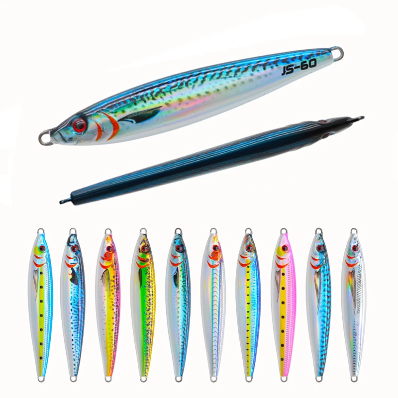 3D UV printed 30g/40g/60g spanish Mackerel fishing metal jig lure vertical slow fall pitch jigging jigbait