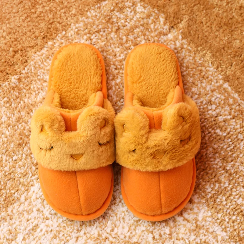 woman winter fur fluffy plush cute sleep animal closed eyes home warm  indoor slipper